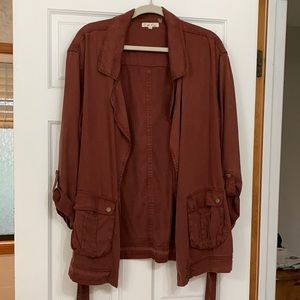Lightweight tencel jacket in a beautiful wine/burgundy color from Anthropologie.